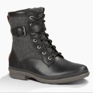 UGG Kesey Winter Boots Black Waterproof Wool Lined  7.5
